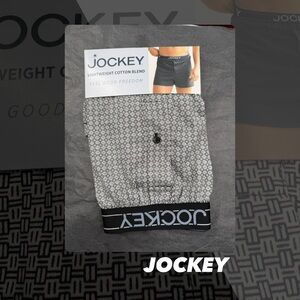 NWT Jockey Black and White Lightweight Cotton Blend Boxer Brief